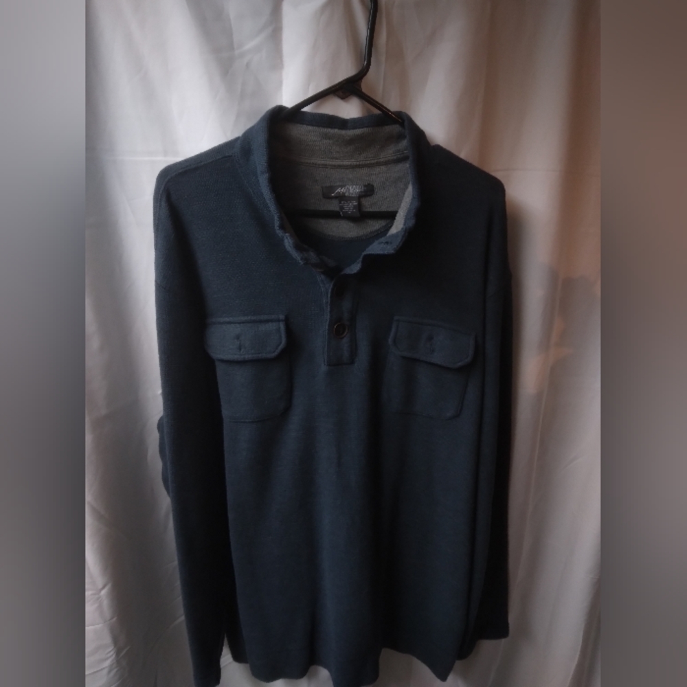 Method Men's Gray // Navy Blue 1/4 Button up Sweater Size XL
